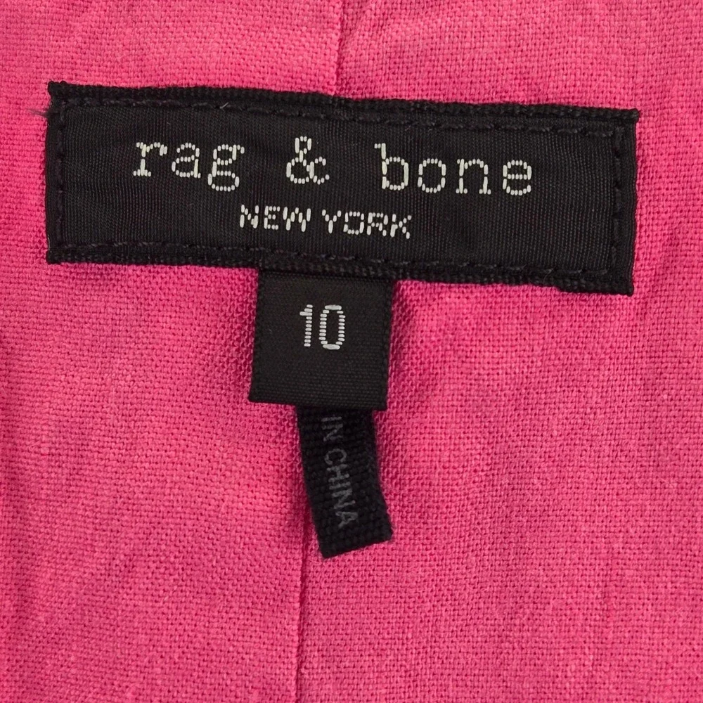 Rag & Bone Priya Linen Blend Vest Hot Pink Women Size 10 V-Neck Waistcoat - Picture 5 of 10